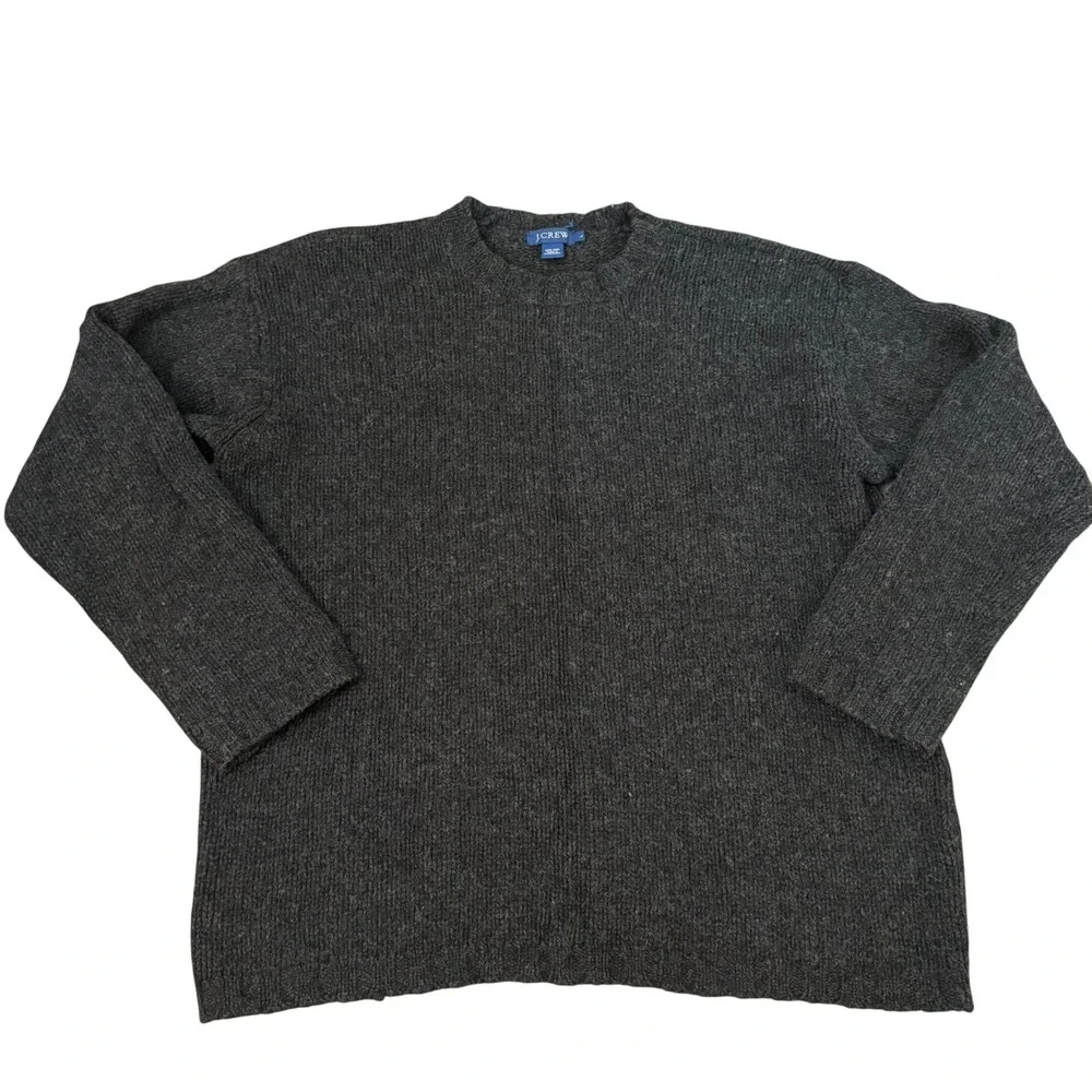 Vintage y2k J.Crew 100% Wool Sweater Mens Sz L Gray Cozy Casual Winter